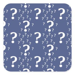 Mystery question mark riddle puzzle blue square sticker