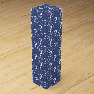 Mystery question mark riddle puzzle blue wine box