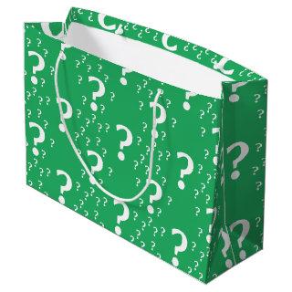 Mystery question mark riddle puzzle green large gift bag