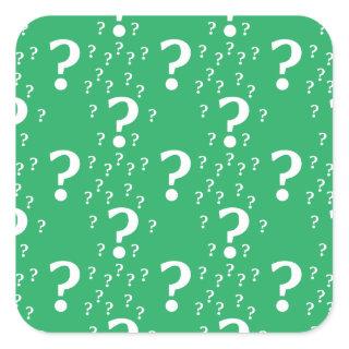 Mystery question mark riddle puzzle green square sticker