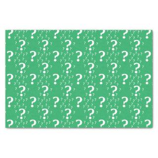 Mystery question mark riddle puzzle green tissue paper