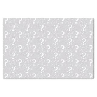 Mystery question mark riddle puzzle light grey tissue paper