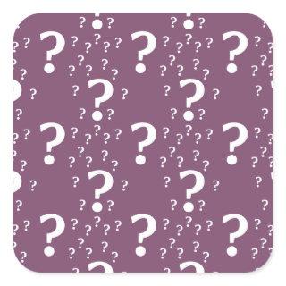 Mystery question mark riddle puzzle mauve square sticker