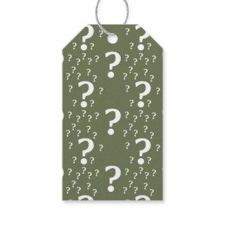 Mystery question mark riddle puzzle olive green gift tags