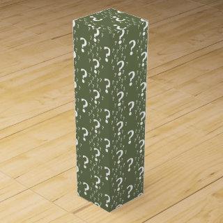 Mystery question mark riddle puzzle olive green wine box
