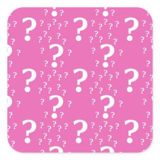 Mystery question mark riddle puzzle pink square sticker