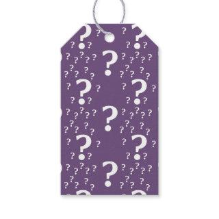 Mystery question mark riddle puzzle purple gift tags