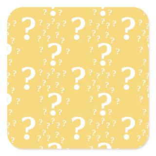 Mystery question mark riddle puzzle yellow square sticker