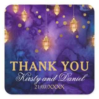 Mystic Marrakesh Night Lanterns & Bokeh Wedding Square Sticker