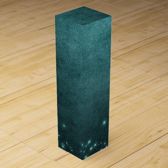 Mystic Twilight Stars | Deep Teal Green Neon Glow Wine Box