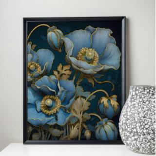 Mystical Blue Poppies Decoupage Tissue Paper