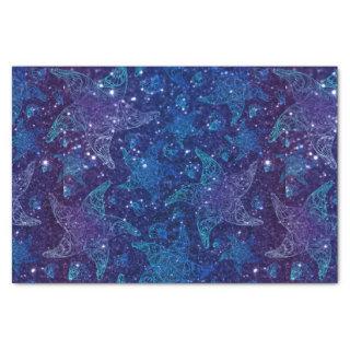 Mystical Deep blue starfish on glitters Tissue Paper