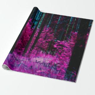 Mystical fantasy forest with purple tree leaves