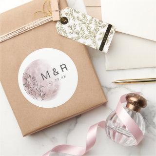 Mystical Moon Blush Pink Monogram Sticker