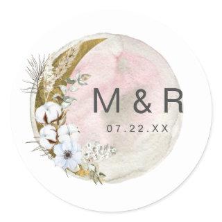 mystical moon bohemian pink Monogram Sticker