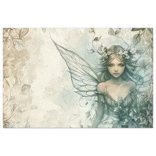Mystical Sage Green Fairy Decoupage  Tissue Paper