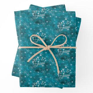 Mystical Winter Blue Silver Snowflakes Let It Snow  Sheets