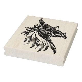 Mythical Dragon Mandala - Fantasy Horned Head Rubb Rubber Stamp