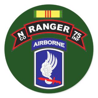 N Co, 75th Infantry Regiment - Rangers, Vietnam Classic Round Sticker