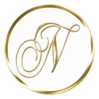 N Monogram Faux Gold Envelope Or Favor Seal