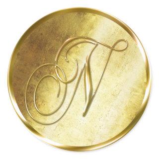 N Monogram Faux Gold Envelope Seal Stickers