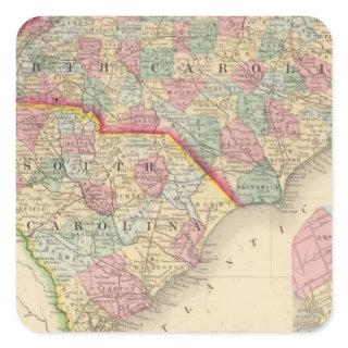 N & S Carolina Map by Mitchell Square Sticker