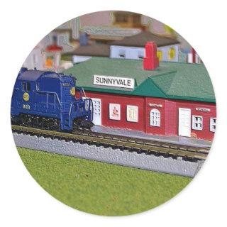 N Scale Model Train Village Classic Round Sticker