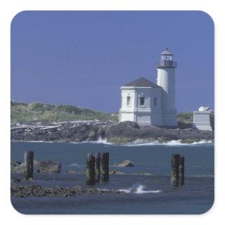 NA, USA, Oregon, Bandon, Coquille Lighthouse Square Sticker