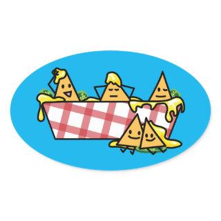 Nachos Melted Cheese Jalapeno Nacho tortilla chips Oval Sticker