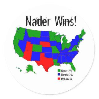 Nader Wins! Classic Round Sticker