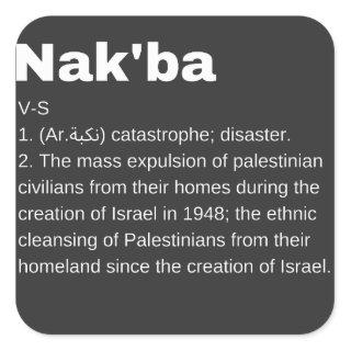 Nakba Meaning design Nakba  Definition text Square Sticker