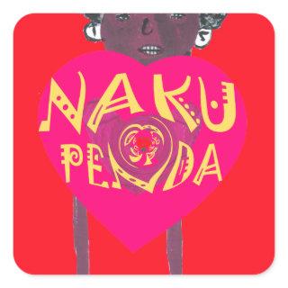 Nakupenda Love Art – Swahili Heart Design Square Sticker
