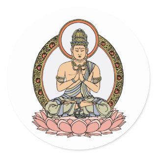 Namaskara Mudra Buddha Classic Round Sticker