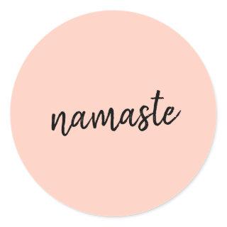 Namaste | Peachy Pink Modern Yoga Meditation Classic Round Sticker