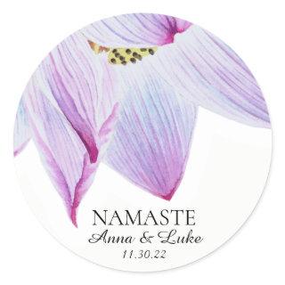 *~* Namaste Pink Magenta & Blue Lotus Classic Round Sticker