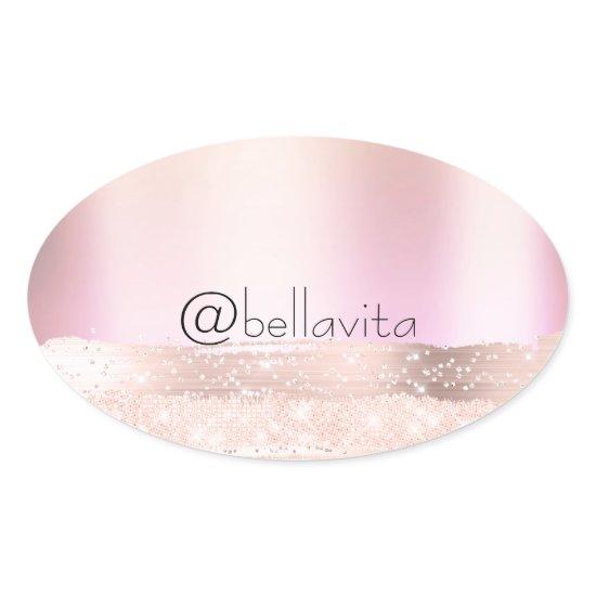 Name 16th Spark Rose  Blush Ombre  Bridal INSTAG Oval Sticker