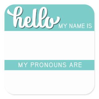 Name and Pronoun Tag – Teal Square