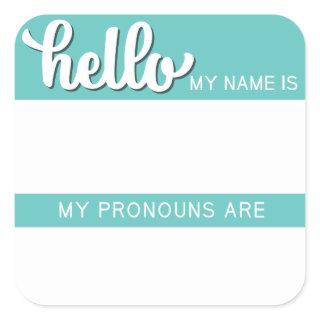 Name and Pronoun Tag – Teal Square