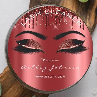 Name Beauty Lashes Burgundy Gold Eyelashes Classic Round Sticker