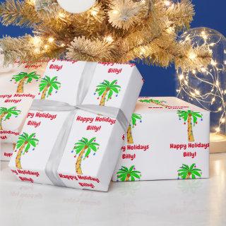 Name Customize Palm Tree Tropical Christmas   Wrap