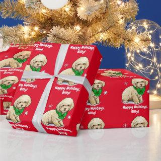 Name Customize Poodle Puppy in Christmas Bow