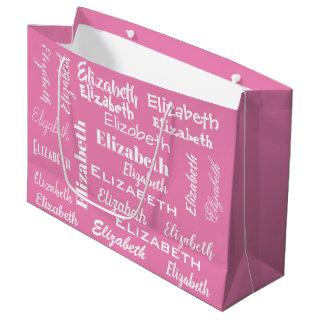 Name Initial Monogram Pink Personalized Gift Large Gift Bag