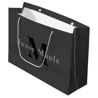 Name & Monogram | Dark Gray Large Gift Bag
