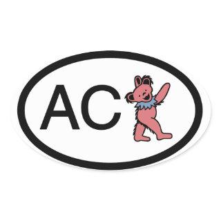 Nantucket ACK Dancing Bear Oval Sticker