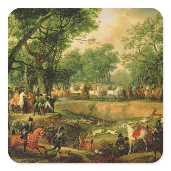 Napoleon on a hunt in the Compiegne Forest, 1811 Square Sticker