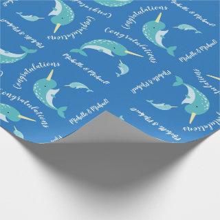 Narwhal Baby Shower Blue Boy Whale