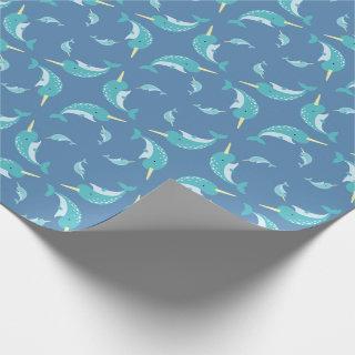 Narwhal Baby Shower Blue Boy Whale