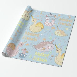 Narwhal, Dragon Pastel Baby Blue Personalized