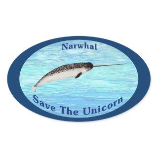 Narwhal - Save The Unicorn Oval Sticker
