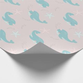 Narwhal & Starfish Pattern Light Pink